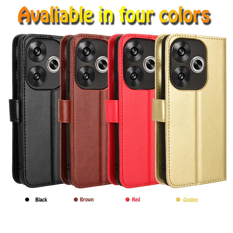 Кожаный чехол-книжка для Xiaomi Poco F6 Pro F5 5G X7 X6 X5 M6 Pro 4G Защитная обложка Кошелек Слот для карт Подставка Чехол Fundas