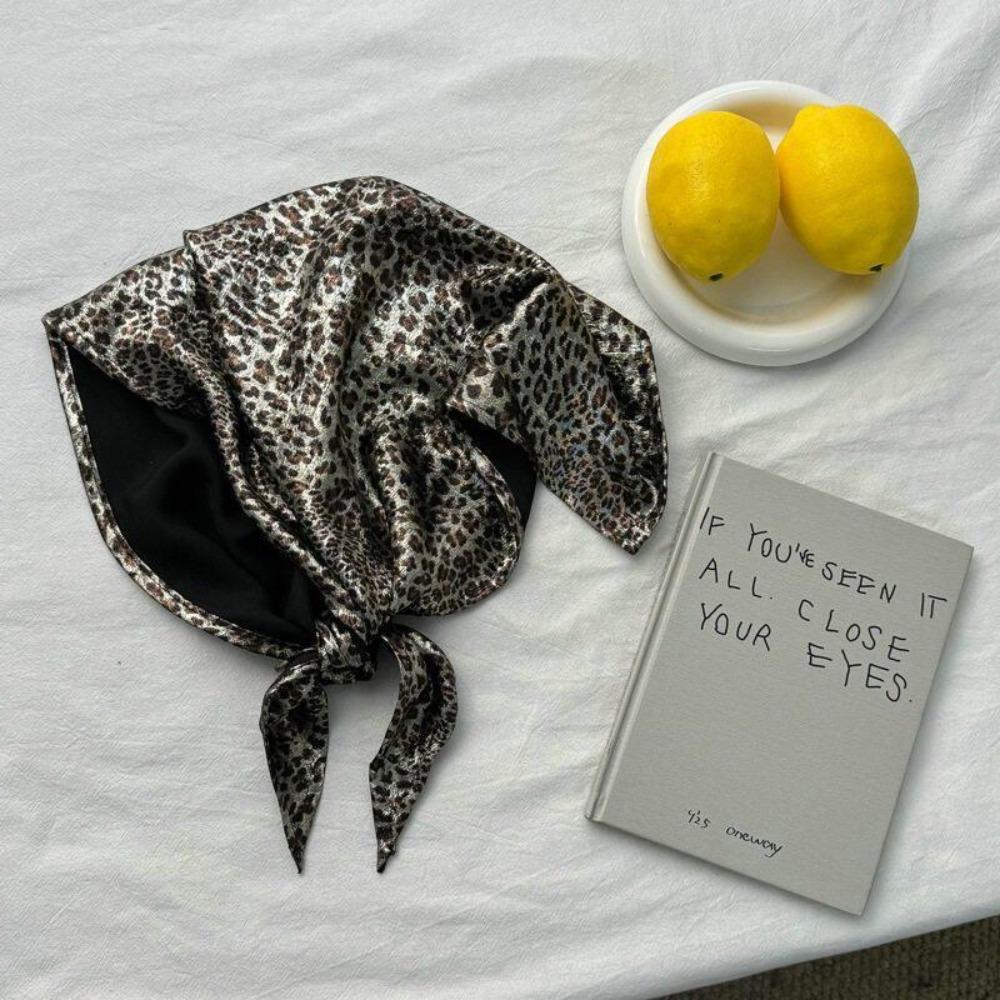 Y2K Leopard Print Silk Scarf Spicy Girls Punk Bandana All-match Triangle Scarf Scarf Accessories
