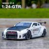 New 1:24 Cool GTR Sports Car Die-cast Zinc Alloy Toy Car Model High Simulation Sound and Light Pull Back Collection Children's Toys Boys Gift