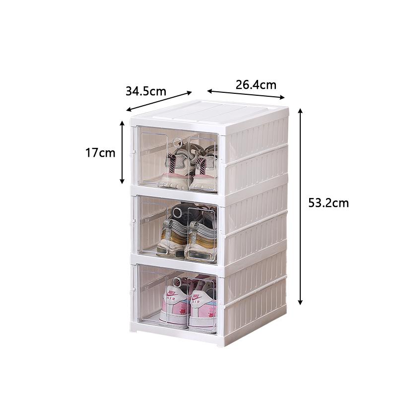 2/3/6 Layers Shoe Storage Box Foldable Sneaker Display Stand Plastic Drawer Transparent Shoe Cabinet Shoe Rack Shoe Organizer