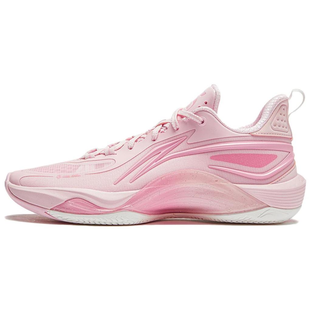 Li Ning Удобные износостойкие дышащие низкие мужские баскетбольные кроссовки розовые ABPU007-4