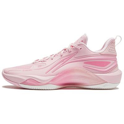 Li Ning Удобные износостойкие дышащие низкие мужские баскетбольные кроссовки розовые ABPU007-4