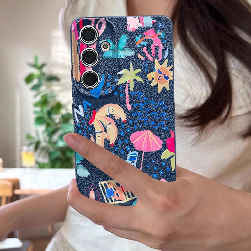 Мультяшный чехол-пенал для отпуска для Samsung Galaxy A57 A37 A17 A56 A36 A26 A16 A55 A35 A15 A54 A34 A14 5G Силиконовый чехол с текстурой кожи