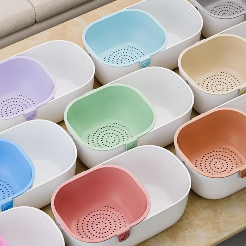 Big Capacity Double Layer Drain Basket Plastic Fruit Plate Thickened Dried Fruit Box Kitchen