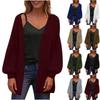 Women's Solid Color Loose V-neck Sweater Knitted Cardigan Jacket