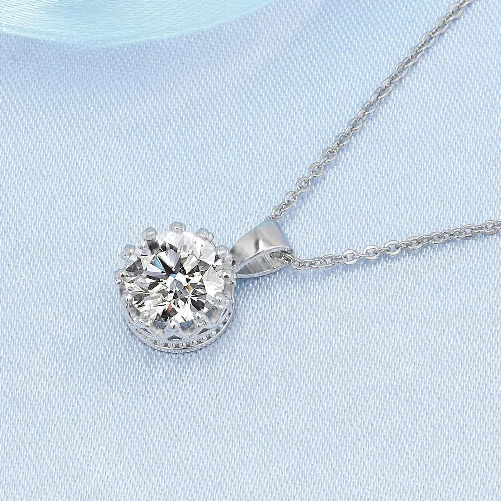 Sterling Silver Round Cut Halo Pendant Necklace, Sparkling Cubic Zirconia Solitaire Necklace for Women