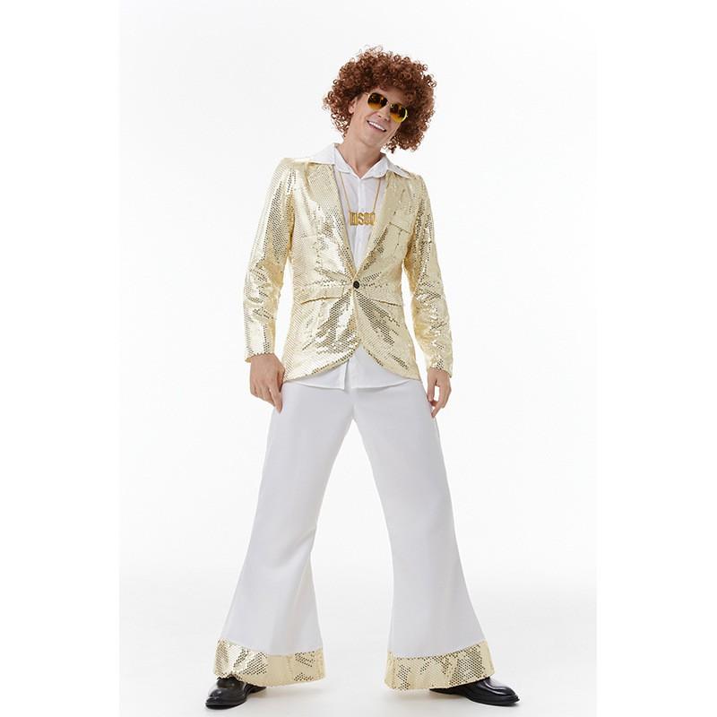 Halloween Elvis Presley Costume Outfit With Wig Retro Hip Hop Stage Performance