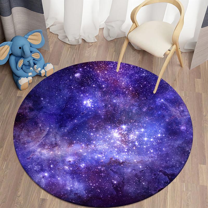 Круглый коврик Galaxy Space, психоделические фиолетовые 3D круглые ковры для детской комнаты, коврики для гостиной, коврик для спальни, коврик для спальни