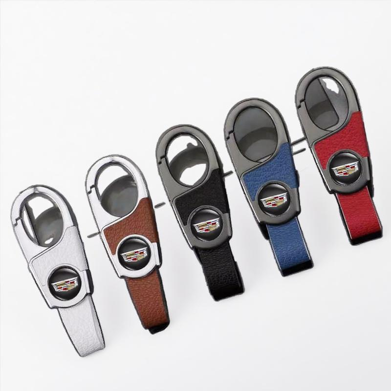 For Cadillac ATS BLS CT4 CT6 CTS ESCALADE EXT SLR SLS SRX STS XLR XT4 XT5 XTS Leather Key Chain Pendant Car Logo Keyring Holder