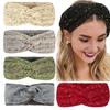 Hair Band Soft Wool Knitted Headband with Colorful Dots Velvet Lining Warm Breathable Elastic Hair Tie Hair Accessories