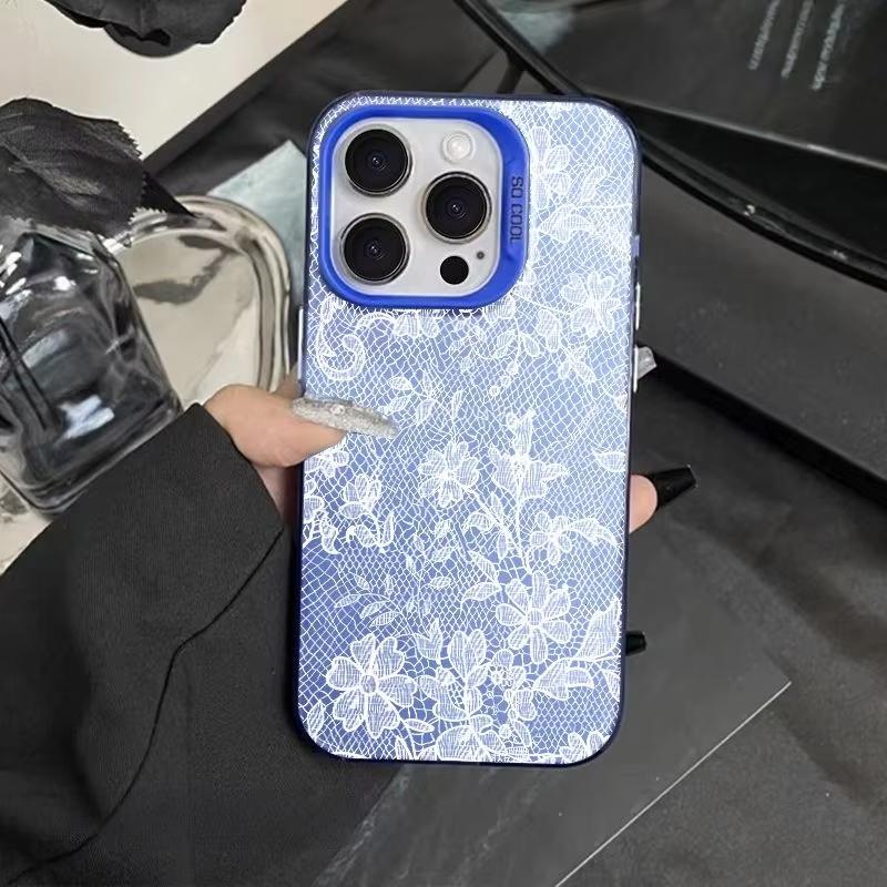 Белый Кружевной Цветочный Рисунок Чехол для Телефона Для iPhone 17 Pro Max 16 15 Pro 14 13 Mini 12 11 XR XS 17Air Plus Ударопрочная Задняя Крышка
