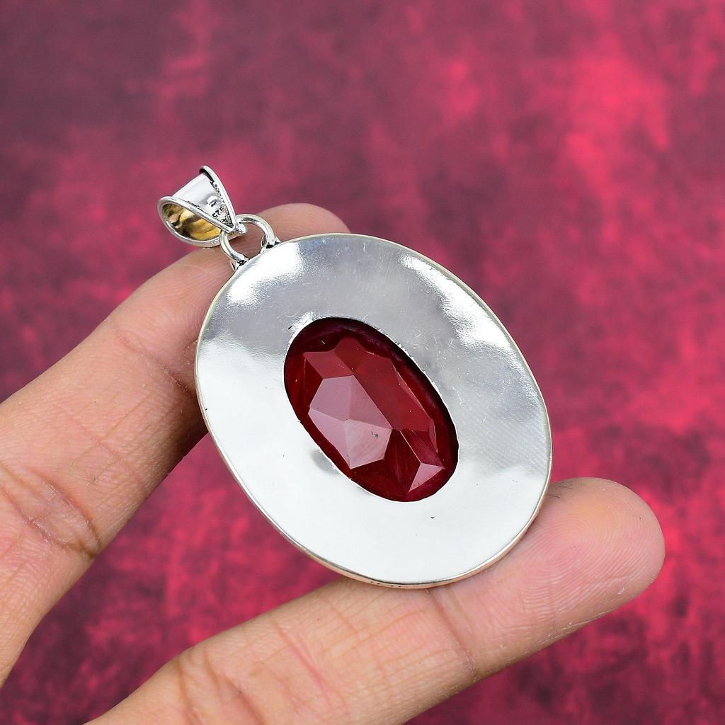 Подвеска из цельного серебра 925 пробы с гранатом, подвеска из драгоценного камня ручной работы, подарок жене, абсолютно новый кулон