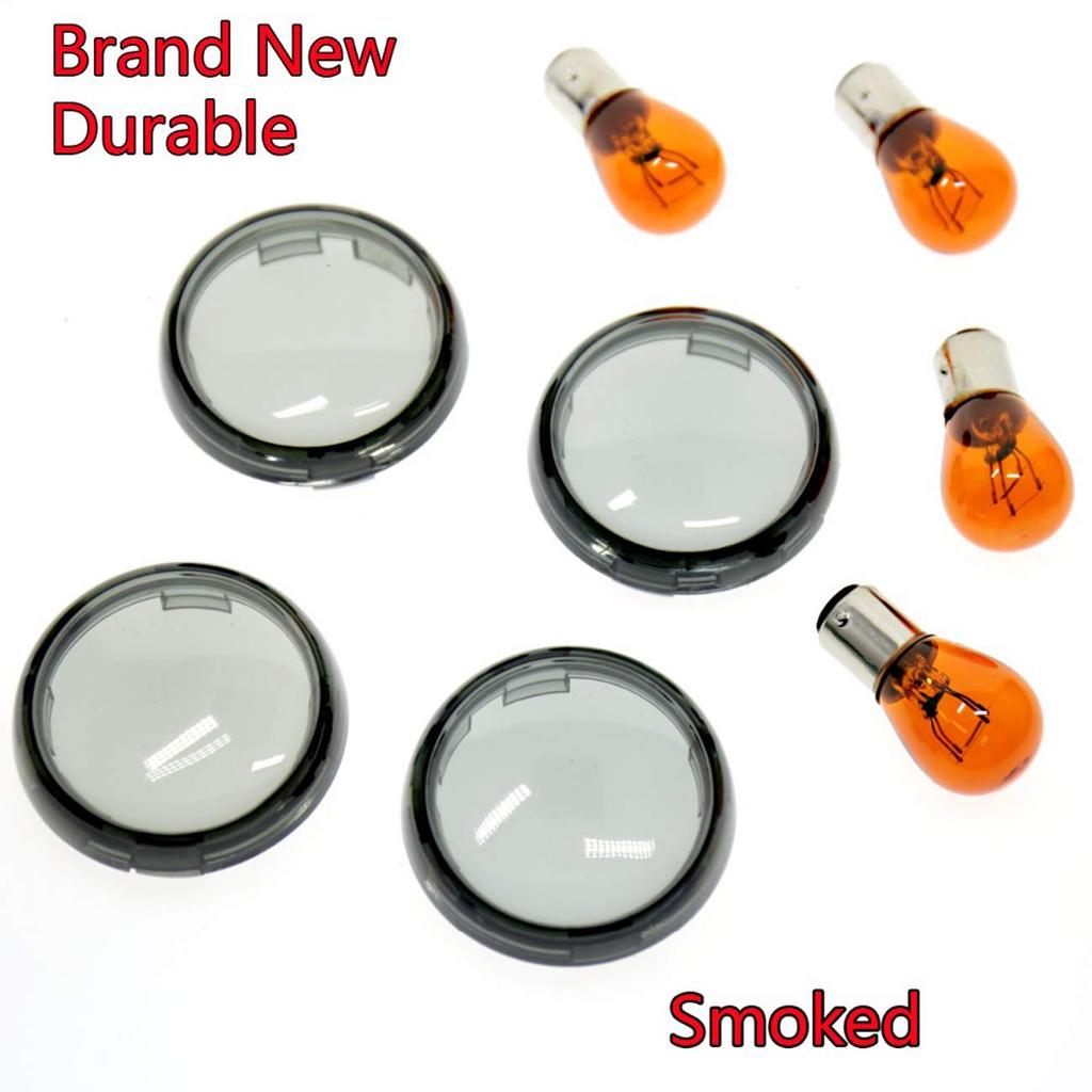 YIBO 4X Turn Signal Light Smoke Lens Cover with Bulb for 1986-2017 Harley Touring Dynasoftail Sportster Street Glide 883