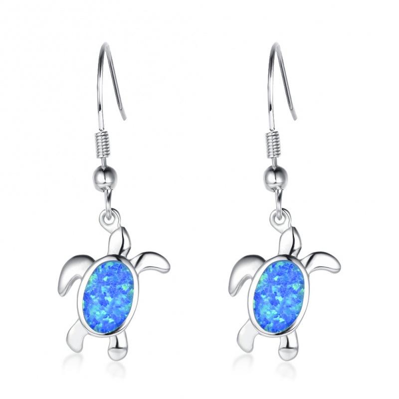 Earrings Blue Opal Turtle Earrings, Earrings Versatile