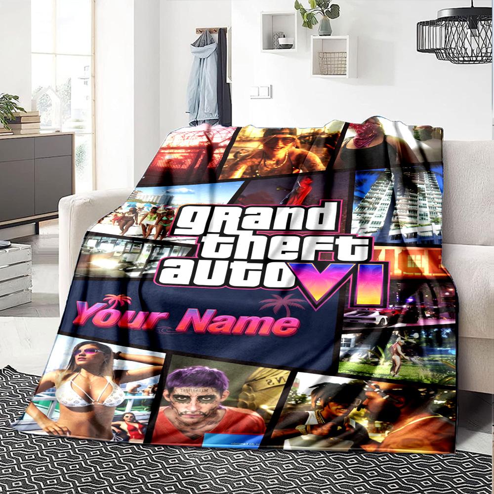 Grand Theft Auto Customize Your Name Blanket Throw Personalized Blanket Soft & Cozy Suitable for Office Chair Home Decor Couch Chair for All Occasions