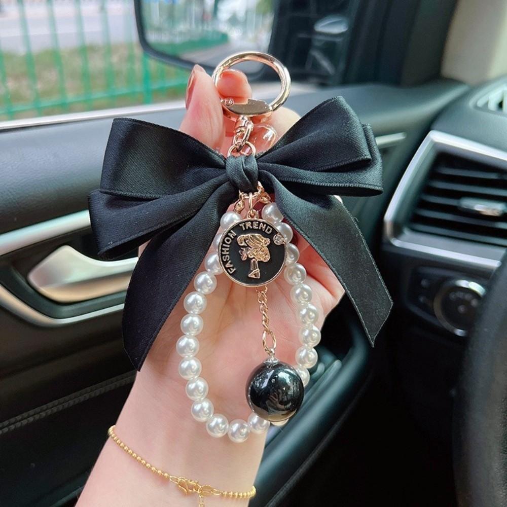 Pearl Chain Bow Key Chain Big Bow Car Key Holder Fashion Car Keychain