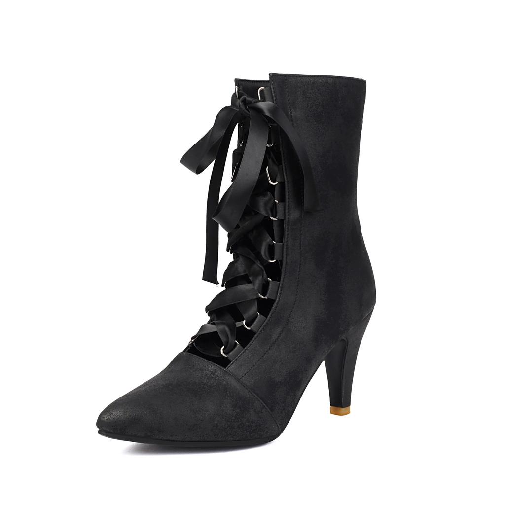 Women's High-heeled Short Boots, Sexy European and American Style, Pointed Thin Heel Large Size Single Boots