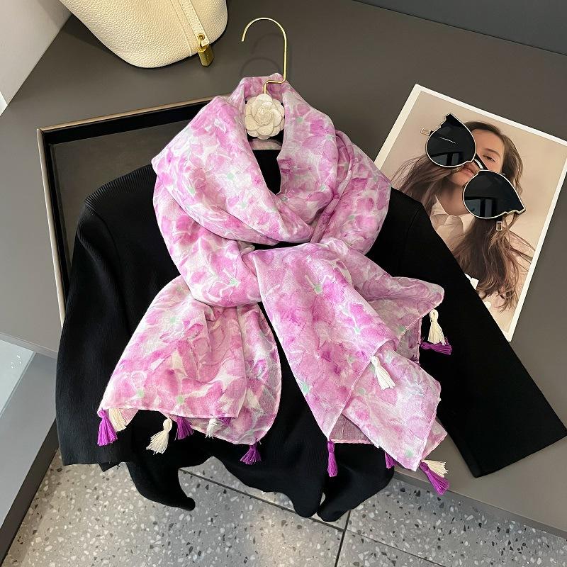 Осенний вискозно-хлопковый шарф Ацтекский Пейсли Цветочный платок шаль накидка Женские тонкие шарфы Мода кисточки Пашмина Высокое качество Фуляр