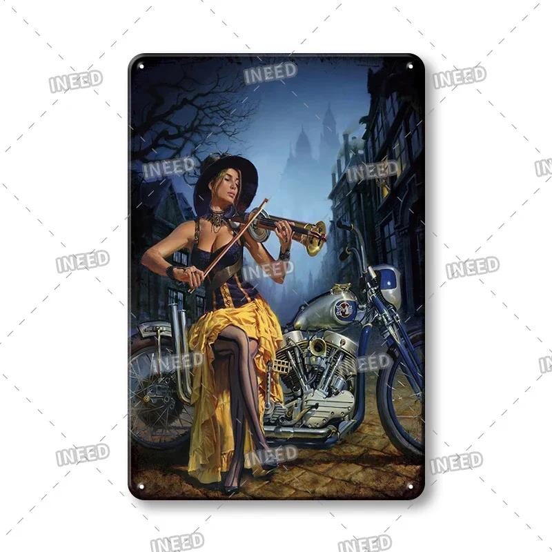 Ретро-сексуальная красота Алюминиевый плакат - Мужская металлическая табличка, Декор стены гаража, пещеры, мастерской