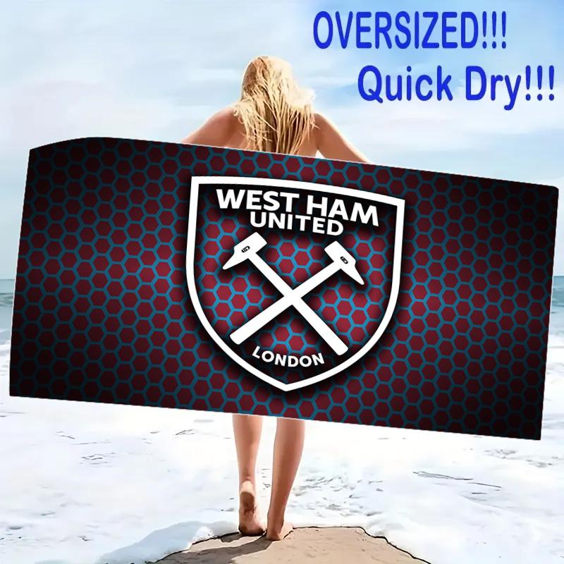 West Ham United Print Beach Towel, Large Soft Quick Dry Towel for Beach Camping Swimming