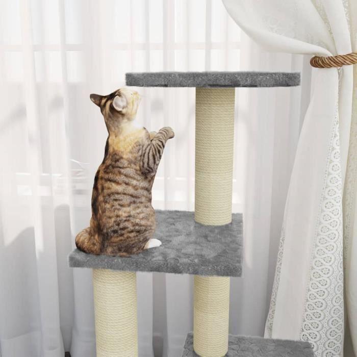 VidaXL Arbre à chat avec griffoirs en sisal Gris clair 92 cm
