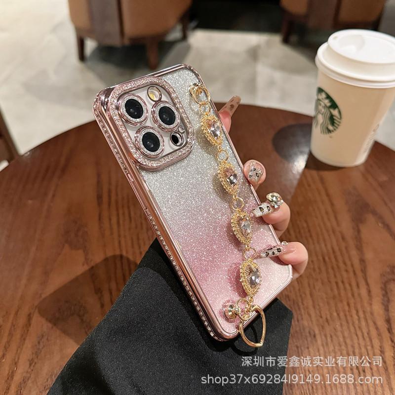 Браслет с сердечками из страз Чехол для телефона для Apple iPhone 11, 12, 13, 14, 15 и 16 Pro Max