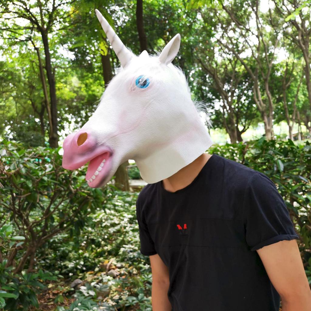 Halloween latex mask Unicorn Headgear Horse head mask Realistic animal headgear for pranks and fun