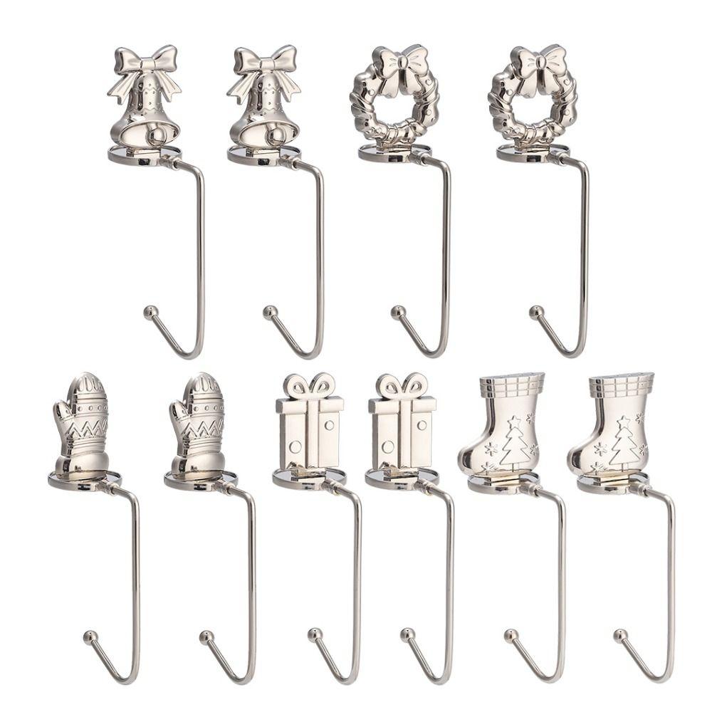 Нержавеющий рождественский каминный крючок для носка, декоративный рождественский дверной венок, подвесной крючок