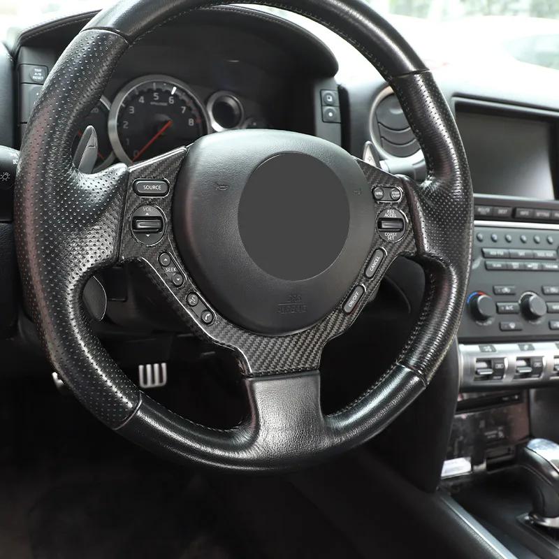 Настоящее Углеродное Волокно Для Nissan GTR R35 2008-2016 Центральная Консоль Автомобиля Панель CD Переключения Передач Вентиляционные Отверстия Наклейки на Руль Автомобильные Аксессуары
