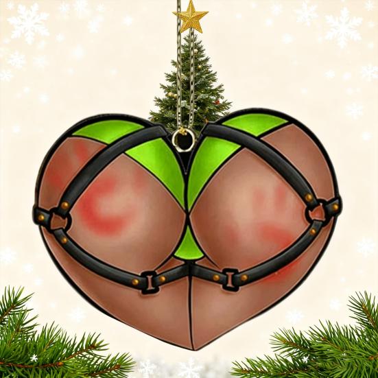 Игривая акриловая рождественская елочная игрушка-подвеска «Непослушное сердце» Праздничное подвесное украшение Забавный праздничный подарок для друзей и семьи