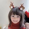 1 Pair Reindeer Antler Hair Clips for Christmas Fluffy Ear Headband with Pom Poms Festive Girls Hair Accessories Gift for Women Kids