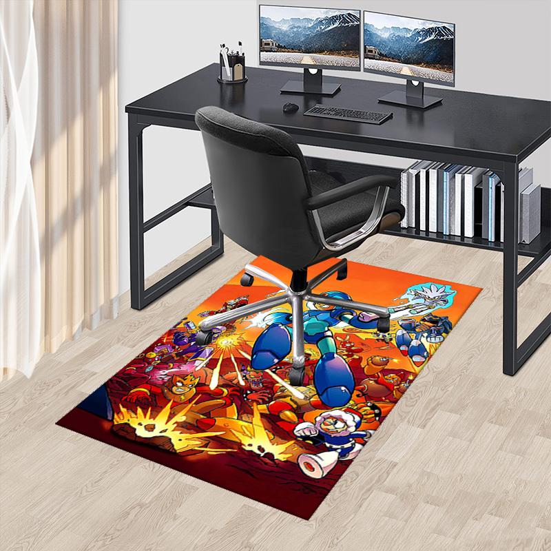 1pc Mega Man Anime Cartoon Design Office Chair Mat Non-Slip Carpet for Home Decor Living Room Bedroom Game Room Gift All Seasons Universal.Y078