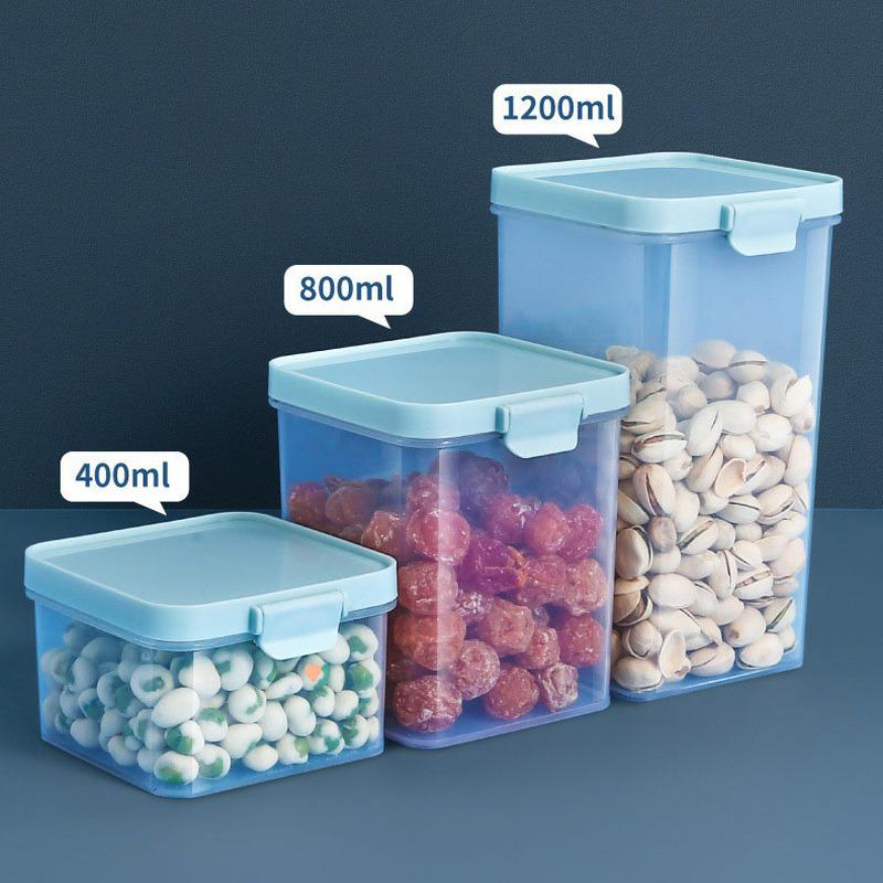 3 Pcs Sealed Crisper Moisture-proof Snack Grain Cereal Food Storage Container Kitchen Refrigerator Fresh-keeping Box Transparent