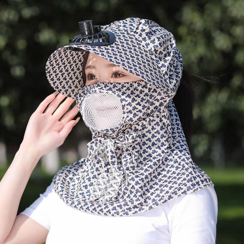 with Electric Fan Face Hood Hat Breathable Sunscreen Hat New Fan Camping Hat Outdoor