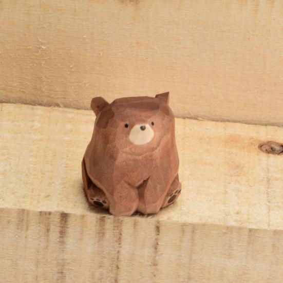 Деревянная фигурка медведя, миниатюрная статуэтка медведя, деревенское настольное украшение для детской комнаты в спальню