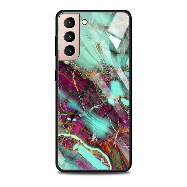 Чехол из закаленного стекла для Samsung Galaxy S21 S20 Ultra S10 Plus Lite S20fe 5g S10e S9 S8, бампер, чехол, шикарный мрамор, золотая фольга