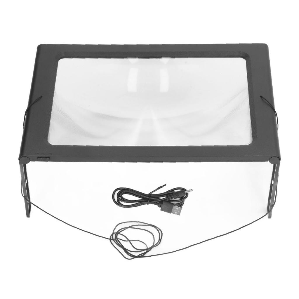 Rectangular Page Magnifier Hands Free Magnifier USB Plug In 2.5X Foldable Desktop Lighted Magnifying Glass Reading with