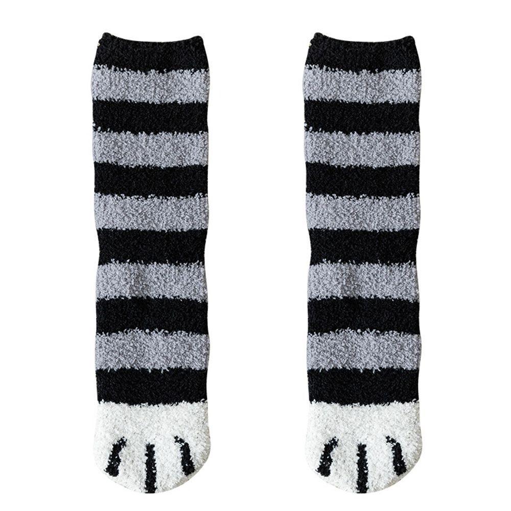 1 Pair Thicken Cat Paw Winter Socks Coral Fleece Sleeping Socks Cute Coral Fleece Warm Sock  Winter