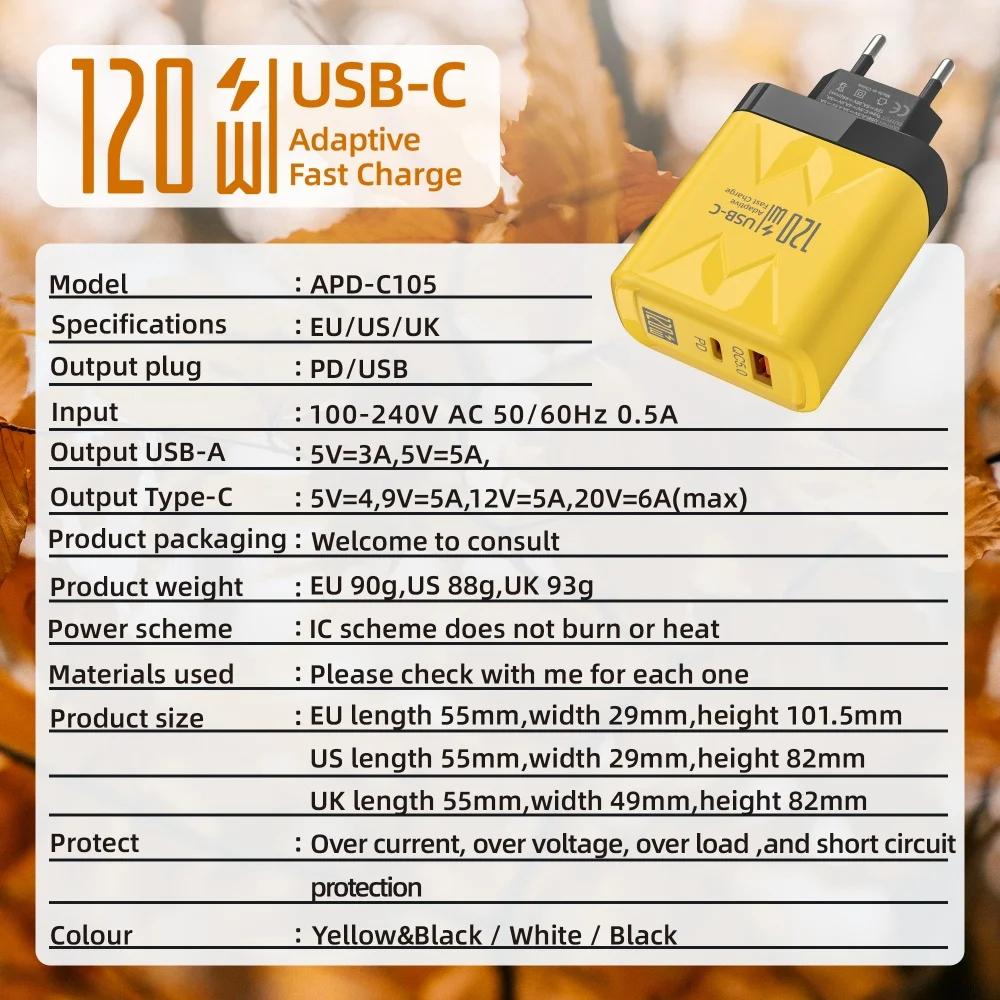 120 Вт GaN USB C быстрое зарядное устройство PD QC3.0 настенный адаптер для iPhone Samsung Xiaomi Redmi быстрая зарядка EU/US вилка телефон зарядное устройство типа C