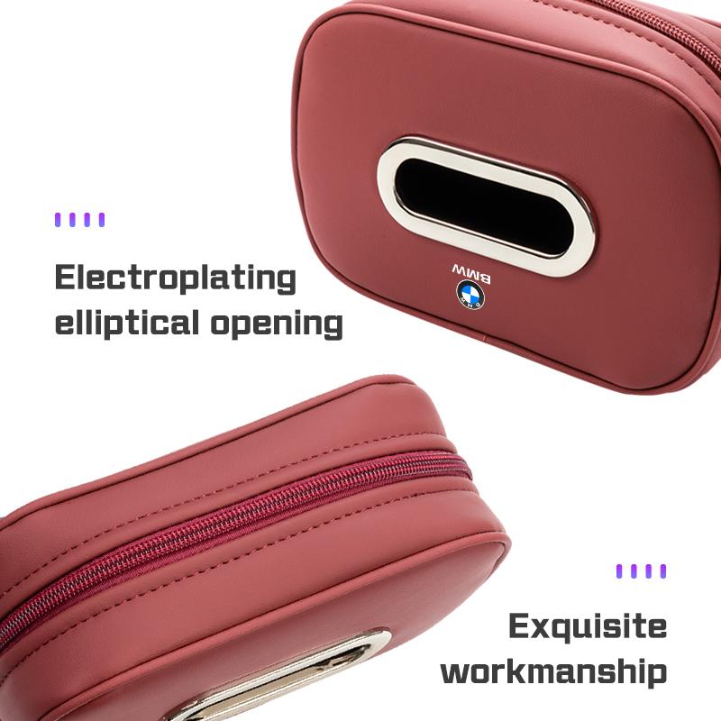 ORWI7 Car Seat Back Tissue Box Leather For BMW X1 X3 X5 X6 X7 E38 E46 E70 E90 F15 F30 G20 G30 1 3 5 6 7 Series Auto Armrest Napkin Bag