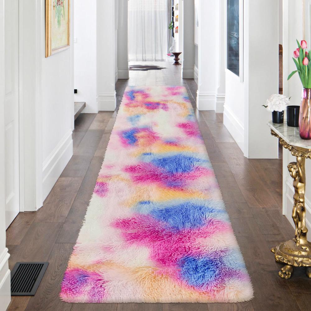 Плюшевый ковер в коридор Tie-Dye, мягкий и пушистый ковер для гостиной, моющийся, нескользящий, напольный коврик для спальни, общежития, декор для дома
