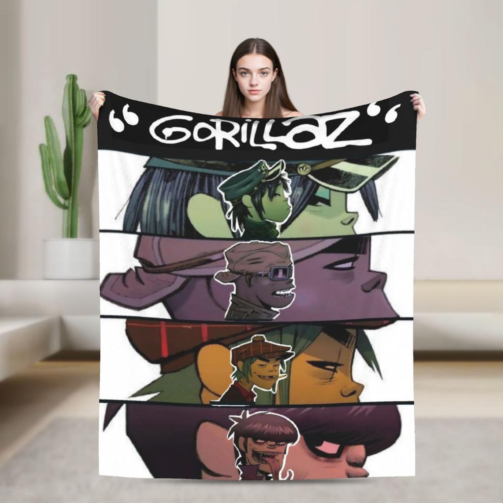 Одеяла музыкальной группы G-Gorillaz Супер теплые пушистые плюшевые одеяла для детей и взрослых, накидки для дивана, кресла, софы, кровати, покрывало