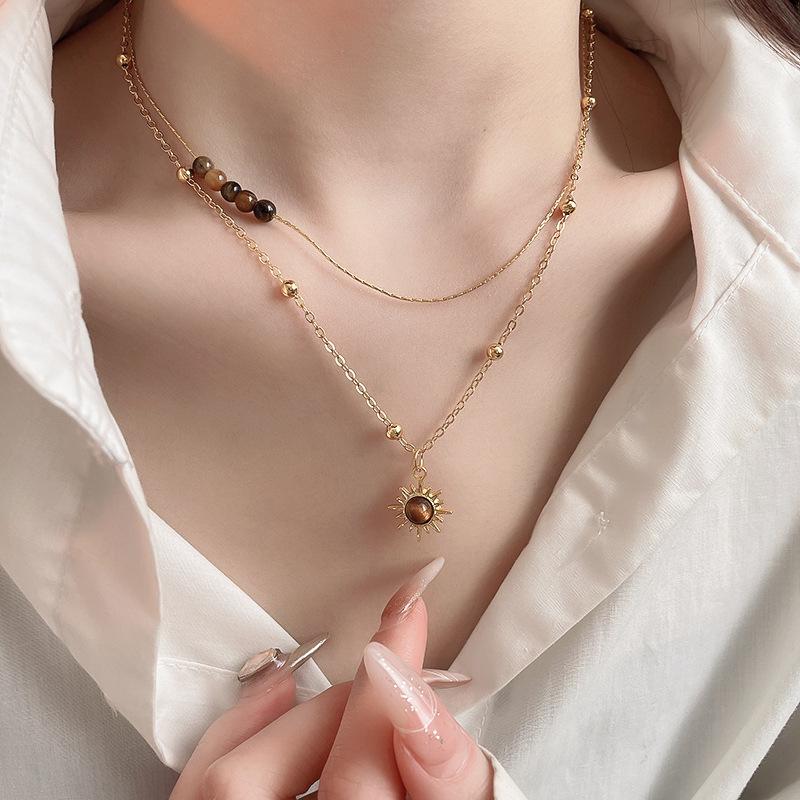 Овальное колье Maillard Тигровый глаз для женщин - Легкая роскошь Осень/Зима Цепочка на ключицу Модная Высококачественная Бижутерия