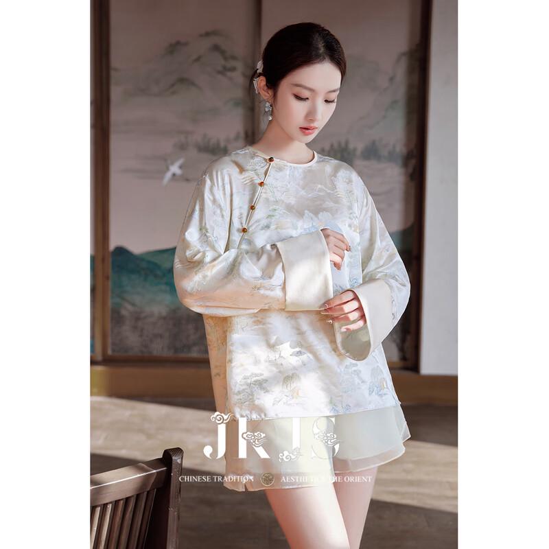 New Chinese Style Pankou Shirt & Shorts Set