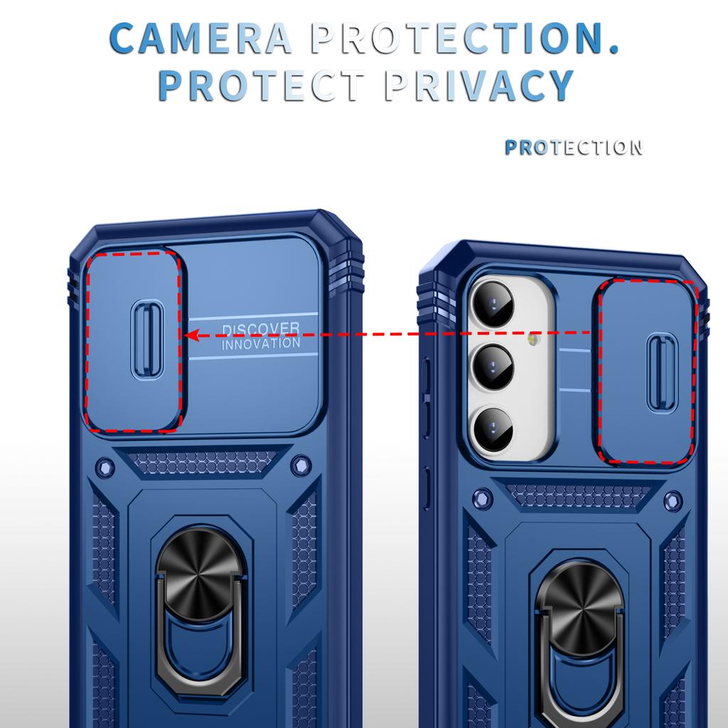 For Samsung Galaxy A35 5G Case TPU+PC Kickstand Phone Cover with Slide Lens Lid