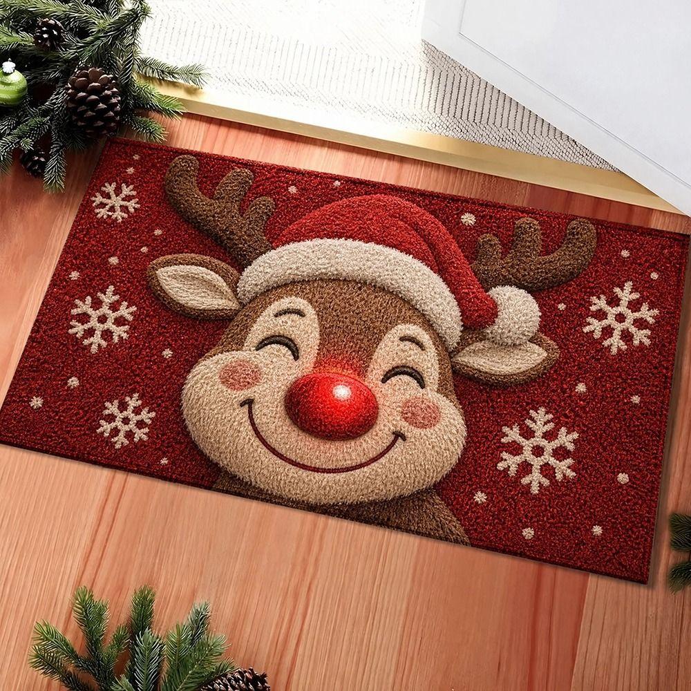 Gingerbread Man Pattern Christmas Door Mat Water-absorbing Anti-slip Pad Christmas Season