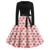 Women's Fashion Round Neck Casual Slim Valentine's Day Printed Long Sleeve Dresses