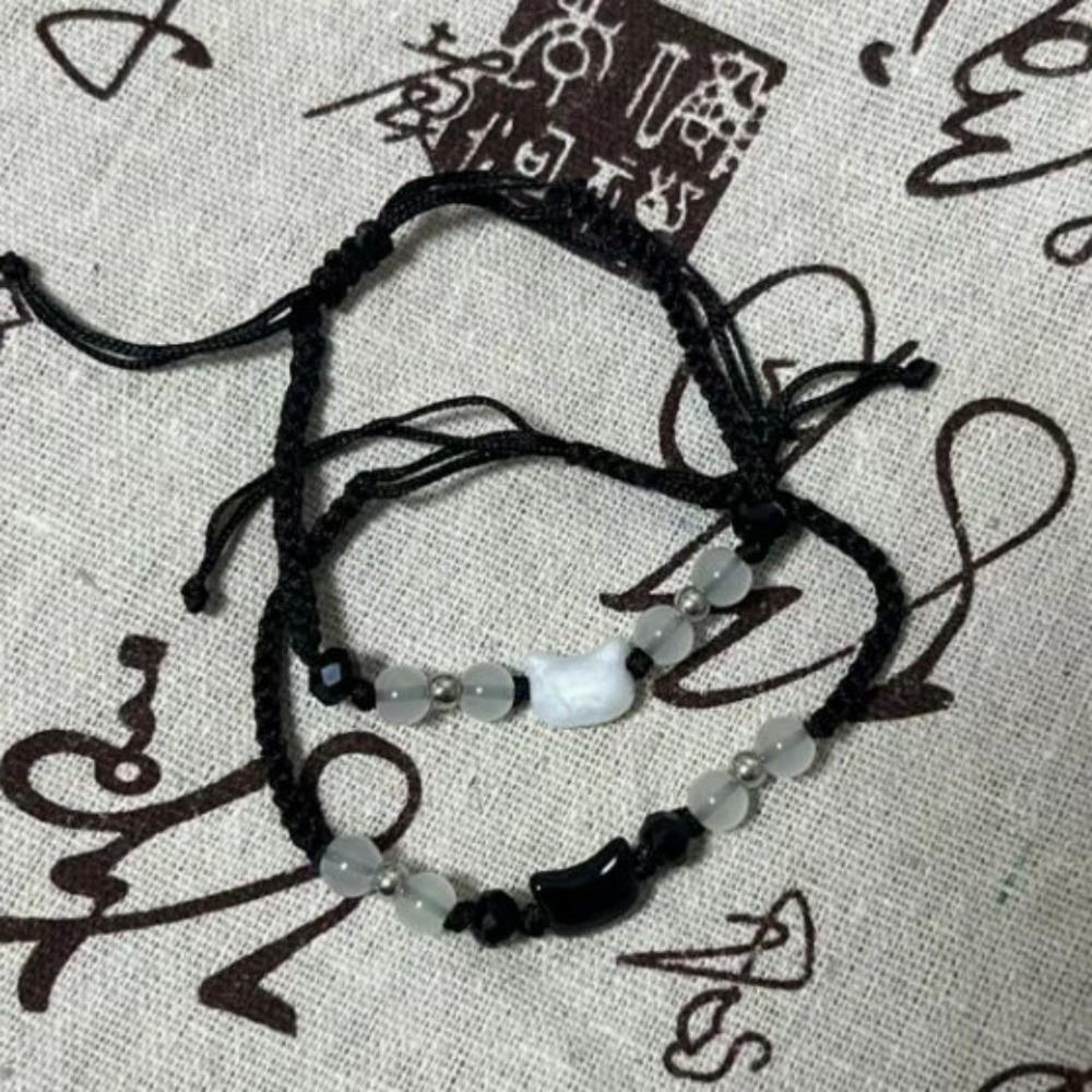 Moonstone Obsidian Couple Bracelet Cute Cat Bracelet Fashion Rabbit Woven Bracelet Friendship Gift