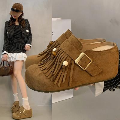 Доска из овчины~ Бокены женские туфли на платформе 7 см новые уродливые и милые мюли на одной педали на толстой подошве ретро баотоу полушлепанцы