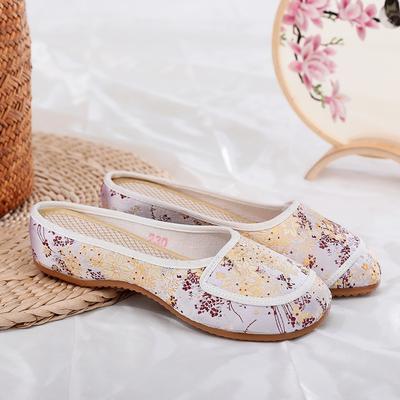 [Полный дом цветов] Весна и лето женские домашние тапочки в этническом стиле с вышивкой Модные сандалии Женские тапочки, увеличивающие рост внутри